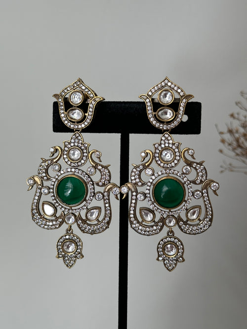 Green Victorian Diamond Earrings