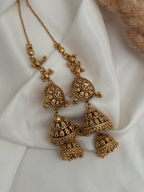 Gold double jhumki Earrings