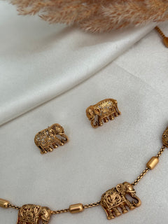 Gold imitation Elephant Necklace Set