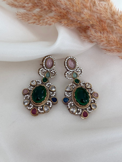 Emerald Victorian Diamond earrings
