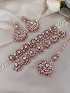 Rose gold Uncut Kundan Choker Set