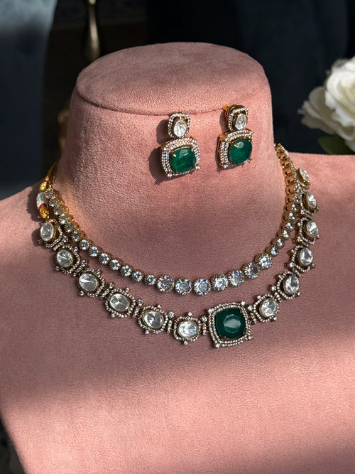 Heera Diamond double Necklace Set