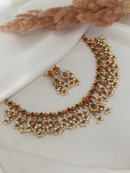 Ruby and Green Gold necklace Set