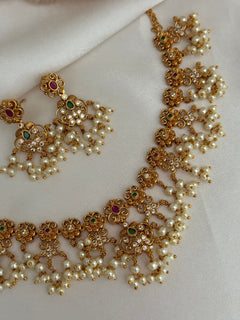 Ruby Pink and Green Gold Choker Set