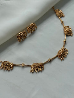 Gold imitation Elephant Necklace Set