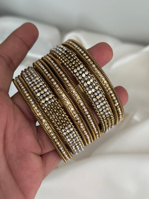 Antique Pearl Gold Kada Set