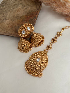 Gold imitation Earrings Tikka Set
