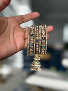 Multicolor jhumki bangles set