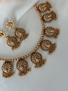 Morni matte gold necklace set