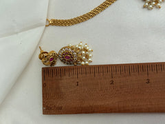 Pink American Diamond Necklace Set