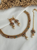 Multicolor polki sleek necklace set