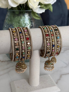 Multicolor jhumki bangles set