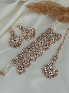 Rose gold Uncut Kundan Choker Set