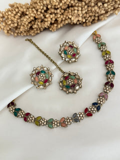 Polki sleek necklace with studs
