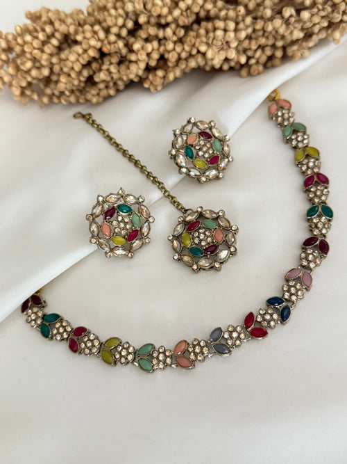 Polki sleek necklace with studs