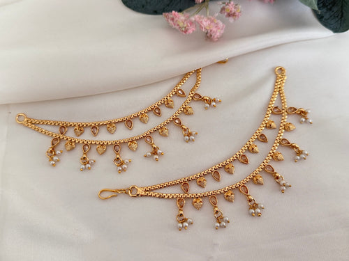 Gold Polki Ear Chains