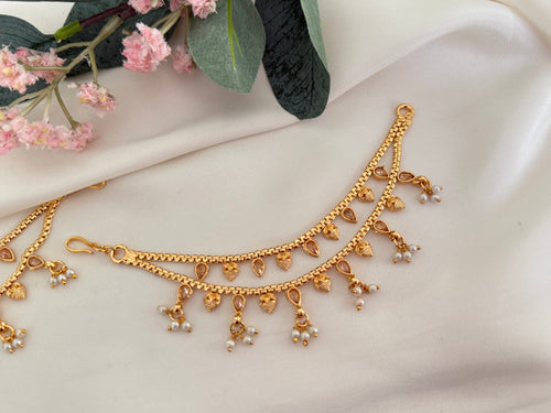 Gold Polki Ear Chains