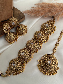 Pearl Antique Gold Choker Set