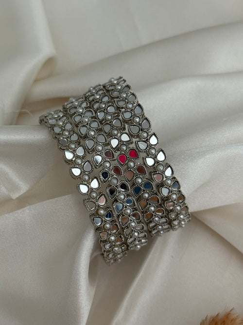 Silver Mirror Bangle Set of 4