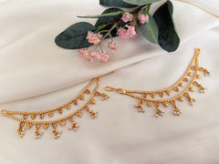 Gold Polki Ear Chains
