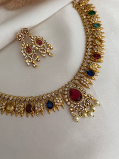 Multi-Colour Kundan necklace Set