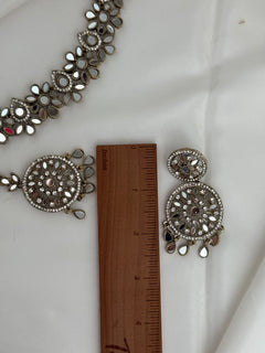 Pearl Silver Polki Necklace Set