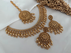 Gold Imitation Pearl Necklace Set