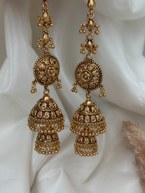 Gold double jhumki Earrings