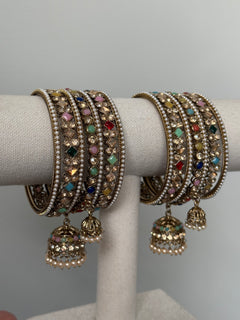 Multicolor jhumki bangles set