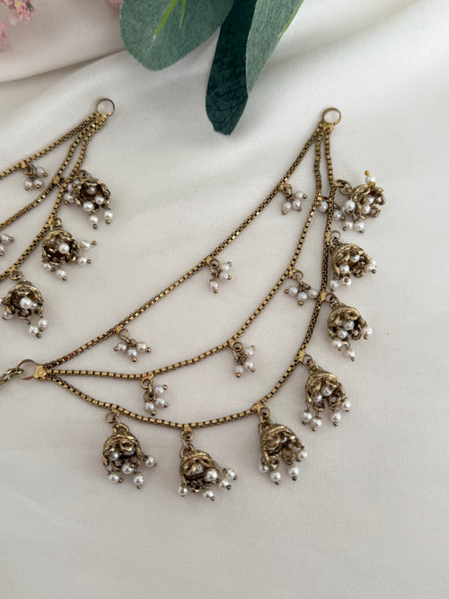Antique gold pearl Ear Chains