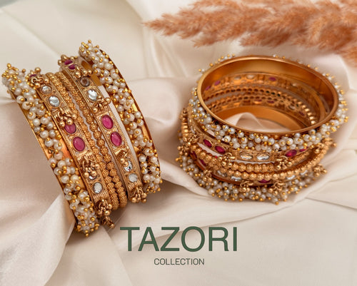Kundan x  Pearl bangles stack