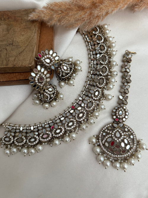 Pearl mirror Necklace Set