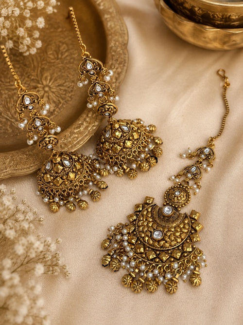Diya jhumka tikka set