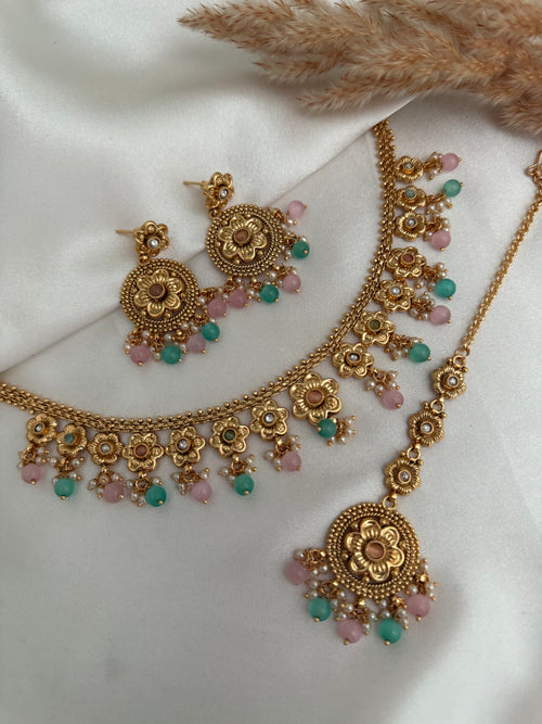 Pink Gold Choker Set