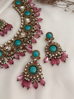 Pink x turquoise Necklace Set