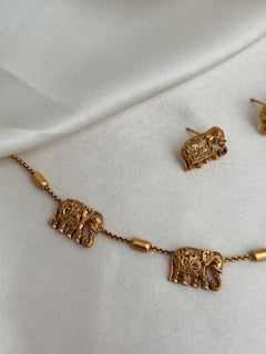 Gold imitation Elephant Necklace Set