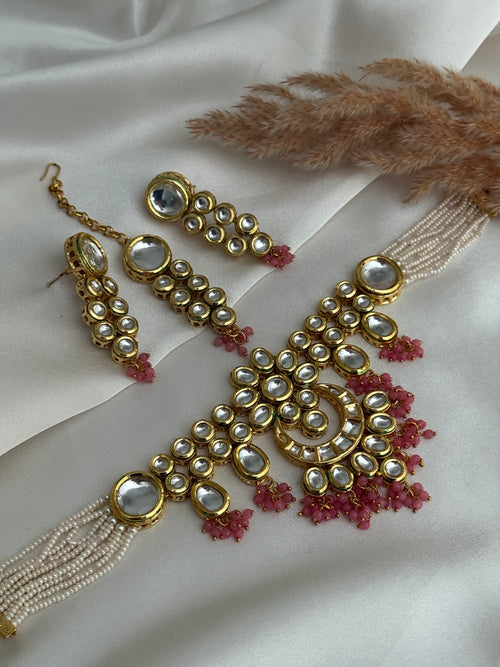 Pink kundan Choker Set