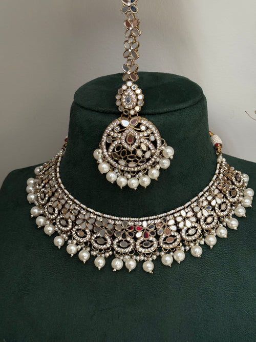 Pearl mirror Necklace Set