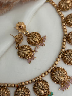 Morni matte gold necklace set