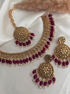 Gold Imitation Pearl Necklace Set