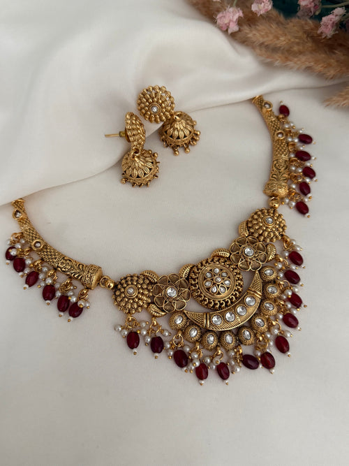 Gold hasli Kundan set