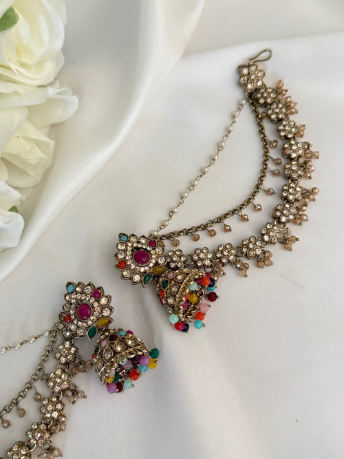 Multicolor Kundan Earrings