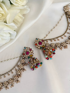 Multicolor Kundan Earrings