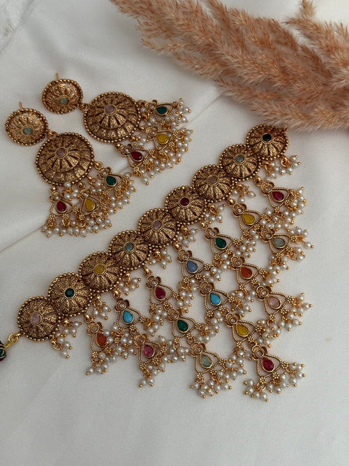 Waterfall Gold Choker Set