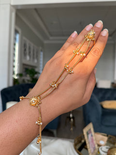 Pearl x gold hathphool set