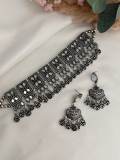 Oxidized mirror Choker Set