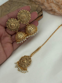 Gold imitation Earrings Tikka Set
