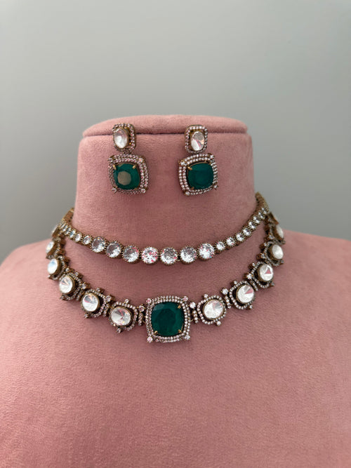 Heera Diamond double Necklace Set