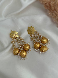 Gold Patra jhumki Earrings