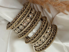 Antique Gold stone bangle Set